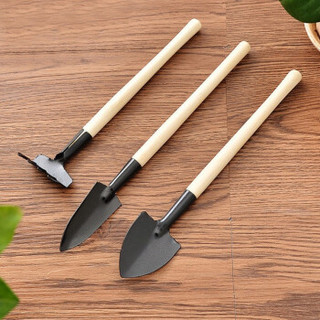 家用园艺工具三件套 迷你园林小铁铲耙锹多肉植物盆栽种花桌面松土铲施肥小工具