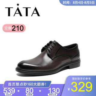 Tata/他她2020春专柜同款牛皮革德比鞋商务正装男单鞋LDE01AM0 深咖 39
