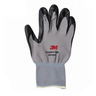 3M 丁腈耐磨涂层 劳保手套 防滑工作手套舒 适透气线棉手套 灰色 XL