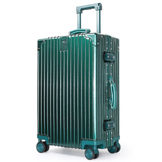 奢选 SHEXUAN 铝框行李箱男女商务拉杆箱29英寸学生复古万向轮旅行箱 7029墨绿色