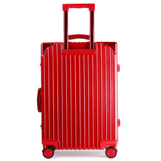 奢选 SHEXUAN 登机箱男女商务拉杆箱20英寸万向轮旅行箱复古铝框行李箱 7029喜庆红