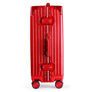 奢选 SHEXUAN 登机箱男女商务拉杆箱20英寸万向轮旅行箱复古铝框行李箱 7029喜庆红