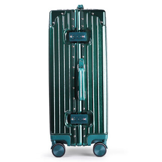 奢选 SHEXUAN 铝框行李箱男女商务拉杆箱26英寸学生复古万向轮旅行箱 7029墨绿色