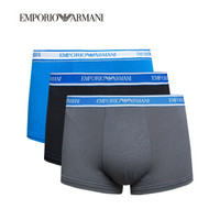 EMPORIO ARMANI UNDERWEAR阿玛尼奢侈品新款男士三件装透气平角内裤 111357-9P717 BLUGRYBLK-22844 XL