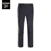 在外 软壳裤男女 秋冬季加绒加厚防风防水抓绒保暖冲锋登山裤 K9W2U8583 黑色 男 XXL