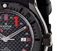 EDOX 依度 Class 1 GMT WorldTimer系列 93005-37N-NRO 男款机械表 43mm 黑色 黑色 橡胶