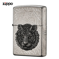 美国进口 之宝（zippo） 防风煤油打火机不含油 ZBT-1-4b 虎睛-银色 品牌直供原装正版