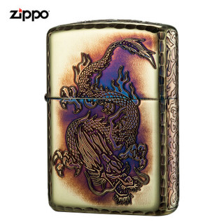 ZIPPO 之宝 美国之宝zippo防风煤油打火机不含油 ZBT-4-16d游龙 氧化镀金 品牌直供原装正版-京东