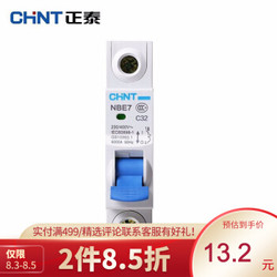 正泰(CHNT)空气开关空开断路器1P 2P 3P 4P一位小型家用 NBE7 1P 32A *2件