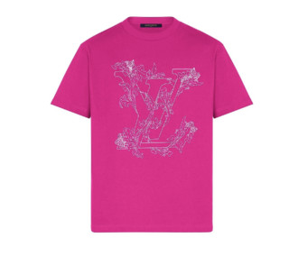LOUIS VUITTON 路易威登 男士花卉刺绣圆领短袖T恤1A8A97 粉色XS