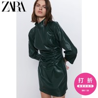 ZARA女装 褶皱装饰仿皮连衣裙 02969058529