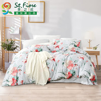 富安娜出品 圣之花纯棉艺术印花套件小清新床单被套枕套1.2m床