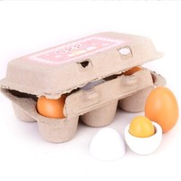 KIDNOAM 木制仿真鸡蛋 玩具egg 1盒6个