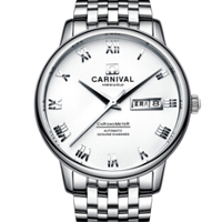 嘉年华 50802 男士自动机械手表 40mm 白色 银色 精钢