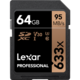 Lexar雷克沙SD卡64g 633X高速SDXC卡4K存储单反微单内存卡佳能尼康索尼数码相机闪存卡