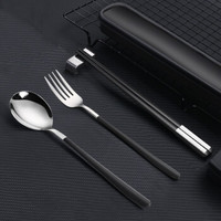 广意 (GRASEY)304不锈钢勺子筷子叉子套装 成人学生旅行便携餐具盒装四件套  GY7585 *11件