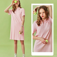 GIORDANO 佐丹奴 13460204 女士POLO连衣裙 粉色 M码