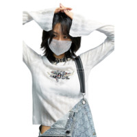 LIEBO 裂帛 Retro culture系列女士国潮龙纹露肩长袖针织衫7320333001