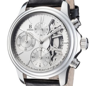 B SWISS BY BUCHERER Analog  00-50506-08-13-01 男士腕表 37.5mm 银色 黑色 皮革