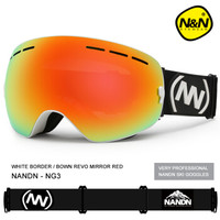 NANDN 南恩滑雪眼镜双层防雾男女大球面滑雪镜单双板可卡近视可换镜片NG3 白框红片