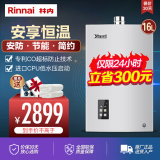 林内（Rinnai）16升燃气热水器 智能精控恒温 CO安防  16E22 家用 天然气