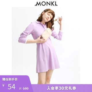 MONKI2020春夏新款 运动紫色裙子POLO裙短裙长袖连衣裙女 0728471
