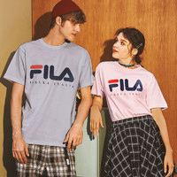 【限时直降价95元】FILA/斐乐 男女同款 印花T恤 LM913784  PINKCHALK 粉色 GREYHEATHER 灰色