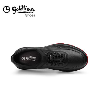 金利来（goldlion）男士透气运动休闲皮鞋舒适轻便523830209AQB-黑色-40码
