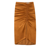 stradivarius 斯特拉迪瓦里斯 女士缩褶铅笔开叉半身裙1254/155-I2020 浅驼色L