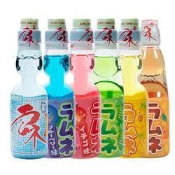 日本进口 哈达弹珠碳酸饮料200ml*6瓶 混合口味哈达波子汽水