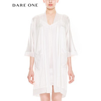 DARE ONE 睡衣套装D-LIGHT系列明星同款桑蚕丝舒适家居服吊带中长款睡裙睡袍2件套礼盒装 白色套装 160/84A