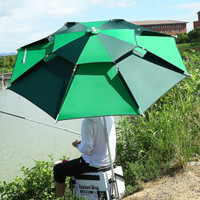 黑武士 2.2米户外钓鱼伞双层扣花可折叠钓伞 绿色