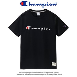 Champion 冠军夏季刺绣圆领套头男士短袖T恤情侣休闲运动T恤女潮 C8-A204 *3件