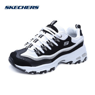 斯凯奇（Skechers）熊猫休闲鞋 女士D'LITES系列时尚绑带厚底 11914-BKW 黑色/白色 39