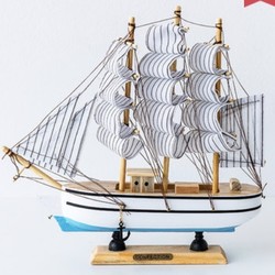  紫香凝 北欧木质挑战号帆船摆件 23*4.5*23cm