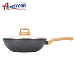 美国AMERCOOK 欧式麦饭石炒锅不粘锅28cm *2件