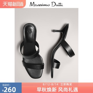 春夏折扣 Massimo Dutti女鞋 黑色细带中跟凉鞋 11630550800