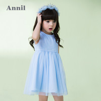 Annil 安奈儿 女童网纱背心连衣裙