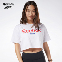 Reebok锐步官方Linear Logo Crop Tee女子夏季训练短袖T恤FI2032