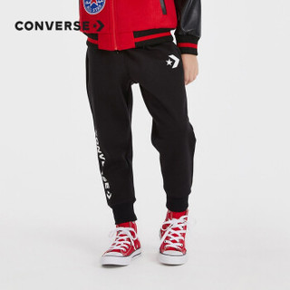 CONVERSE 匡威官方童装2020春秋新品男童裤子薄绒修身运动裤大中小童防蚊长裤经典星标休闲裤 正黑色-常青款 140(S)cm