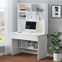 树具电脑桌 台式 办公桌 书桌书柜组合 暧白色80CM