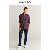 MANGO男装衬衫2020春夏新款棉质休闲格纹Regular fit长袖衬衫
