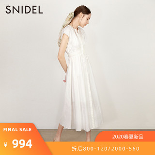 SNIDEL2020春夏新品甜美糖果色V领收腰显瘦包袖连衣裙SWFO202030 *3件