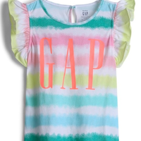 Gap 盖璞 000552159 徽标LOGO活力亮色荷叶边饰T恤