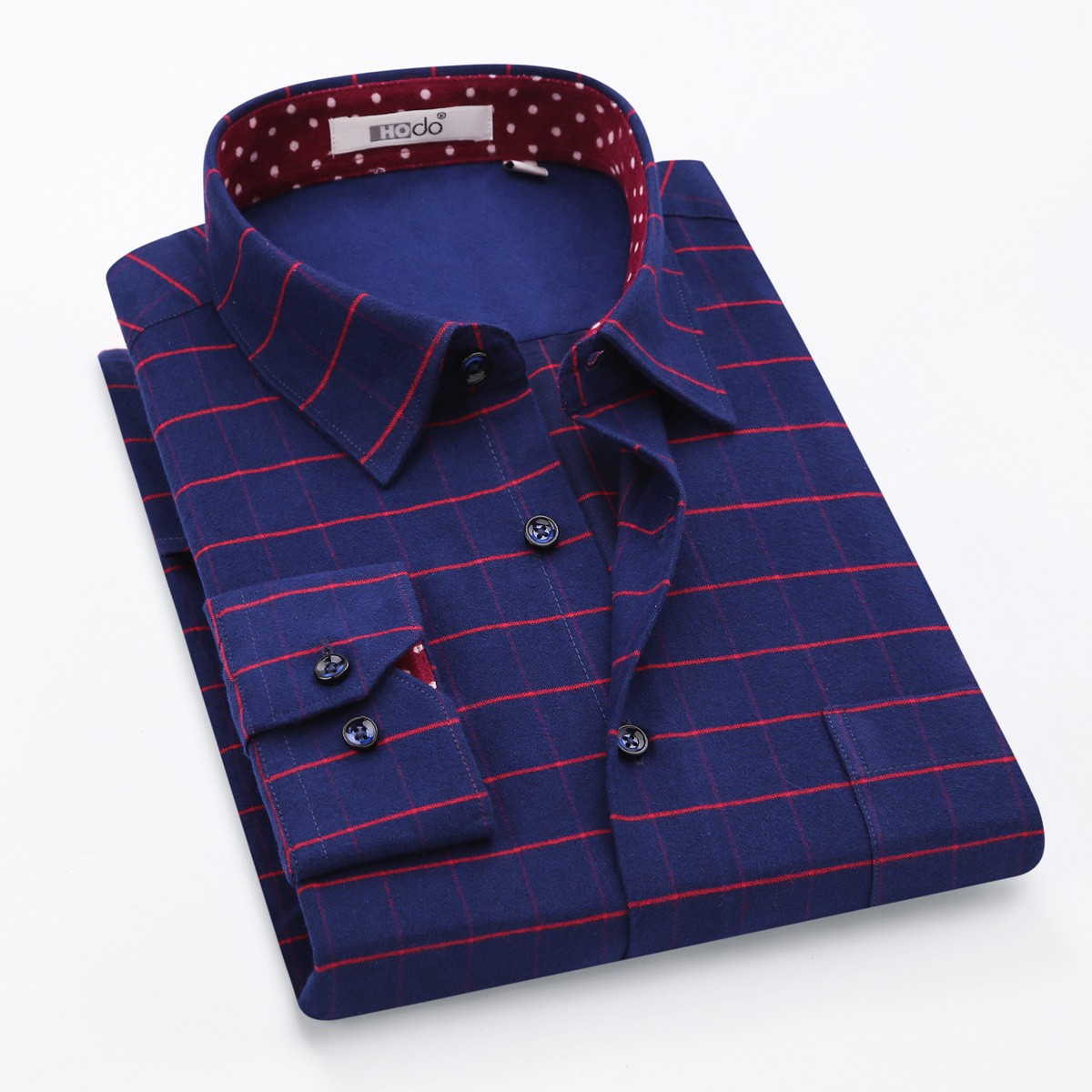 hodo 红豆 hws5c8285 男士全棉磨毛格纹衬衫