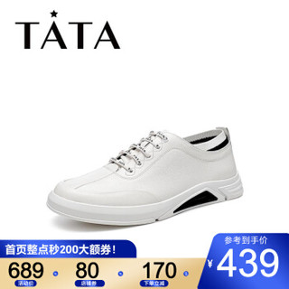 Tata他她休闲皮鞋男2020秋新专柜同款低帮鞋单鞋男板鞋21920CM0 白色 38