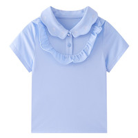 Annil 安奈儿 女童荷叶边翻领短袖T恤