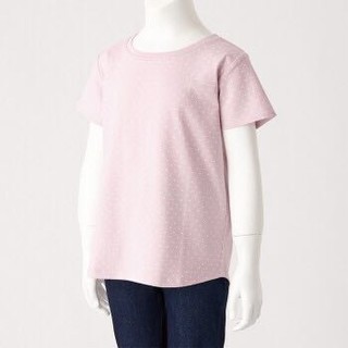 无印良品 MUJI 孩童 印度棉天竺编织 水点短袖T恤 粉红色 110 *14件