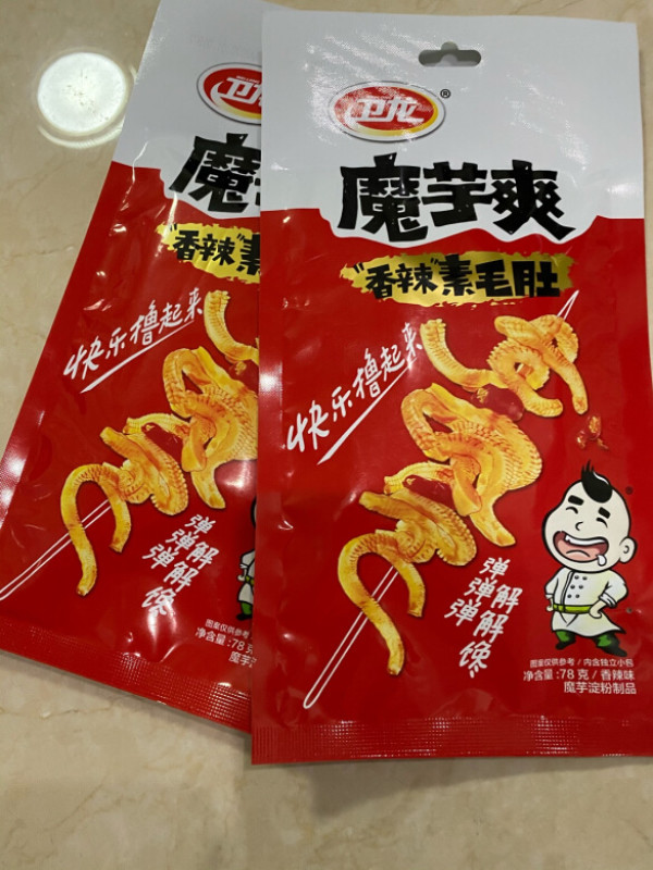 卫龙魔芋爽香辣素毛肚约5小包78g3件