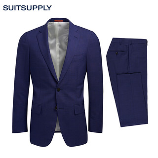 Suitsupply-Sienna蓝色羊毛马海毛丝混纺格纹商务休闲男西装套装